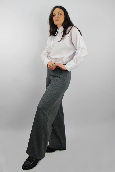 Черные брюки из шерстяного трикотажа с кантом и поясом Полесье С8575-21 1С1156-Д43 164 глубокий__черный - фото 2