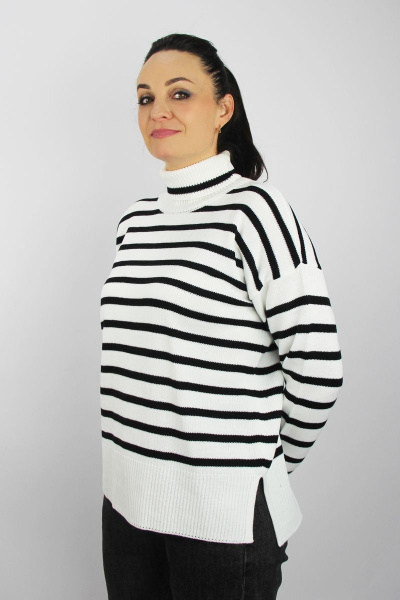 Демисезонный белый свитер прямого силуэта с разрезами Полесье С3705-22 3С3028-Д43 158,164 супербелый - фото 2