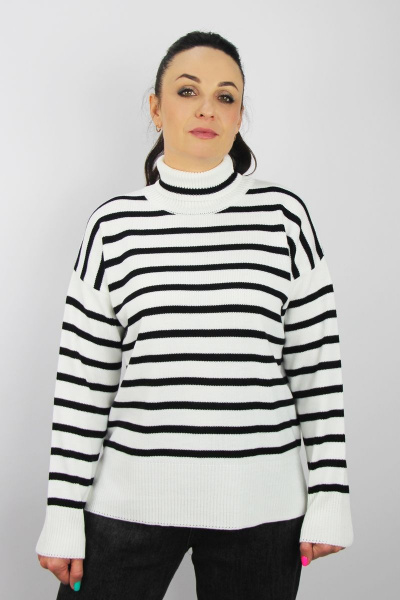 Демисезонный белый свитер прямого силуэта с разрезами Полесье С3705-22 3С3028-Д43 170,176 супербелый - фото 1