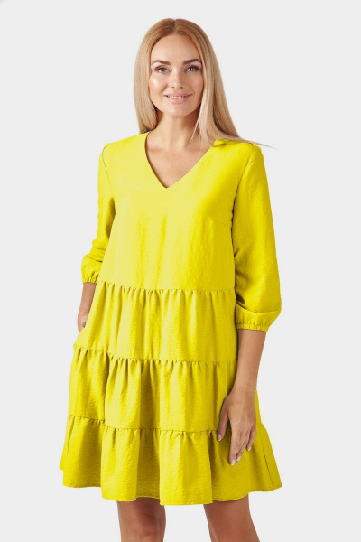 Летнее платье с воланами и карманами, желтое Azzara 837Ж - фото 1