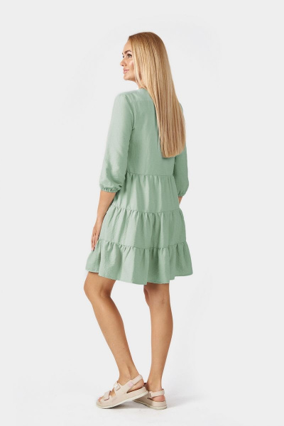 Летнее платье с карманами и воланами, зеленое Azzara 837М - фото 2