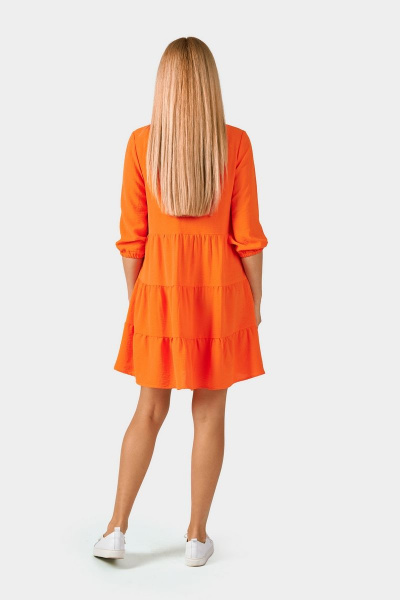Летнее платье с воланами и карманами, оранжевое Azzara 837О - фото 3