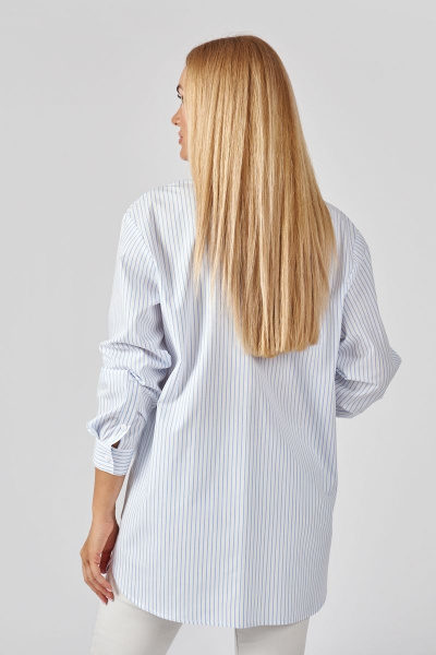Голубая блузка с накладным карманом и закругленными разрезами Azzara 1006П - фото 3
