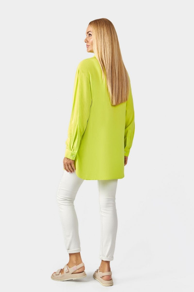 Зеленая блузка с накладным карманом и закругленными разрезами Azzara 1006С - фото 3