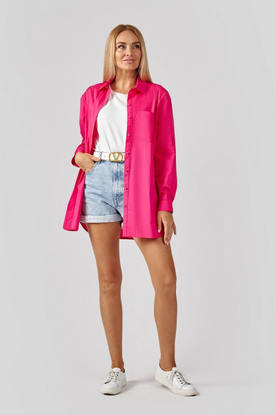 Розовая блузка свободного кроя с накладным карманом Azzara 1006Ф - фото 1