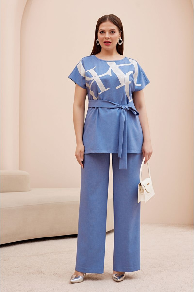 На каждый день костюм из текстиля с брюками Палаццо и свитшотом Lissana 4715 - фото 1