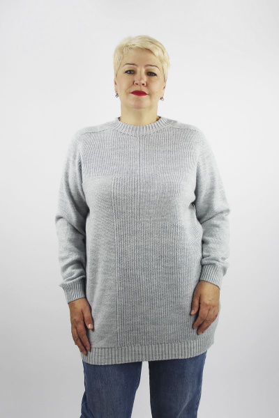 Длинный удлиненный джемпер из шерсти и трикотажа с регланом Полесье С1341-22 2С8773-Д43 170,176 сумерки - фото 1