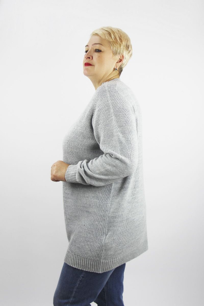 Длинный удлиненный джемпер из шерсти и трикотажа с регланом Полесье С1341-22 2С8773-Д43 170,176 сумерки - фото 2