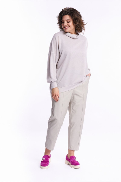 Серый летний комплект из брюк и джемпера из текстиля Almirastyle 251 - фото 2