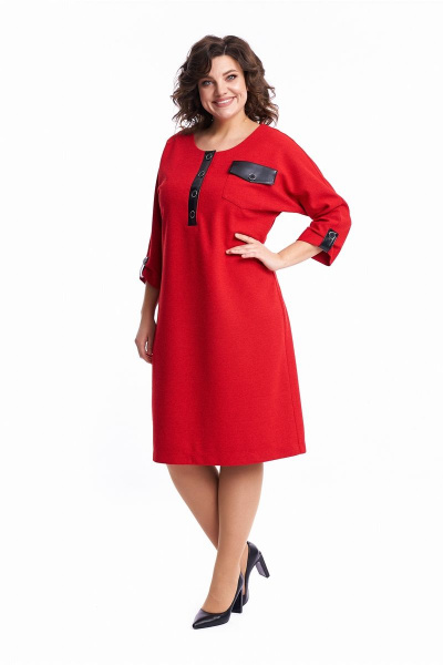 Платье летнее женское трикотаж с кожзамом и карманами Almirastyle 254 - фото 2