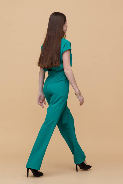 Летний комбинезон из вискозы с карманами для офиса Domna 115(164) зеленый - фото 2