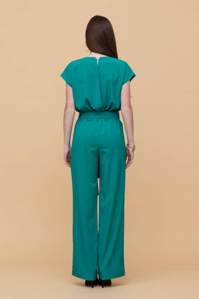 Летний комбинезон из вискозы с карманами для офиса Domna 115(164) зеленый - фото 4