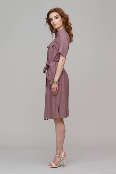 Платье летнее из хлопка с поясом, классический стиль, приталенное Domna 496(164) розово-коричневый - фото 2