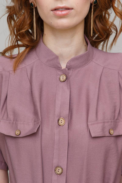 Платье летнее из хлопка с поясом, классический стиль, приталенное Domna 496(164) розово-коричневый - фото 5