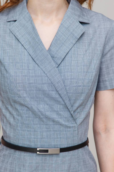 Платье футляр летнее из хлопка, длина миди, подчеркнут пояс Domna 498(164) серый - фото 2