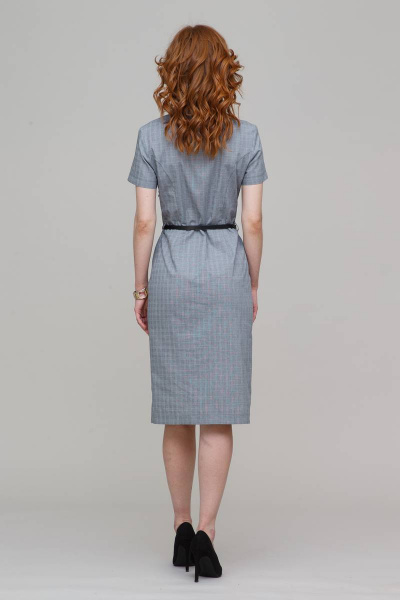 Платье футляр летнее из хлопка, длина миди, подчеркнут пояс Domna 498(164) серый - фото 3