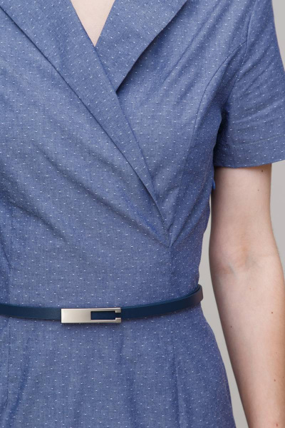 Платье футляр летнее из хлопка, длина миди, с поясом Domna 499(164) т.синий - фото 2