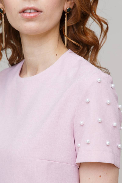 Блузка летняя с короткими рукавами и классическим кроем Domna 538 бледно-розовый - фото 2