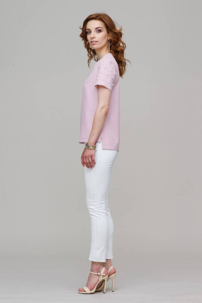 Блузка летняя с короткими рукавами и классическим кроем Domna 538 бледно-розовый - фото 5