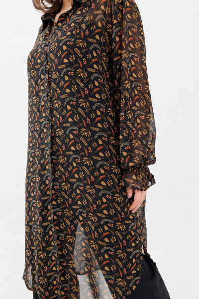 Платье-рубашка из шифона с коротким рукавом для лета Anelli 1282 рябинка - фото 5