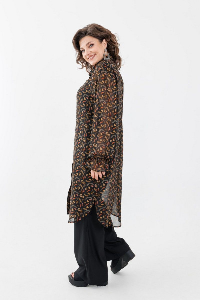 Платье-рубашка из шифона с коротким рукавом для лета Anelli 1282 рябинка - фото 2