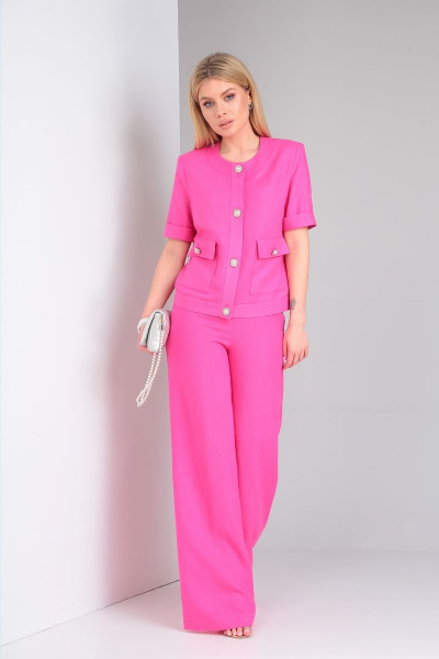 Ленский костюм жакет и брюки расширенного кроя для Лета DOGGI 2886 розовый барби - фото 7