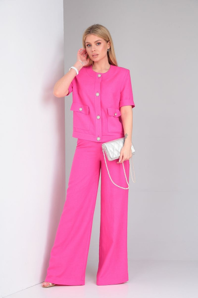 Ленский костюм жакет и брюки расширенного кроя для Лета DOGGI 2886 розовый барби - фото 6