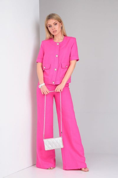 Ленский костюм жакет и брюки расширенного кроя для Лета DOGGI 2886 розовый барби - фото 1