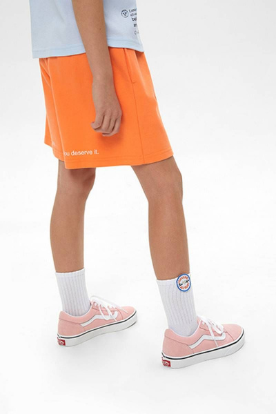 Яркие трикотажные шорты с трансфером для девочки Bell Bimbo 230120 абрикос - фото 6