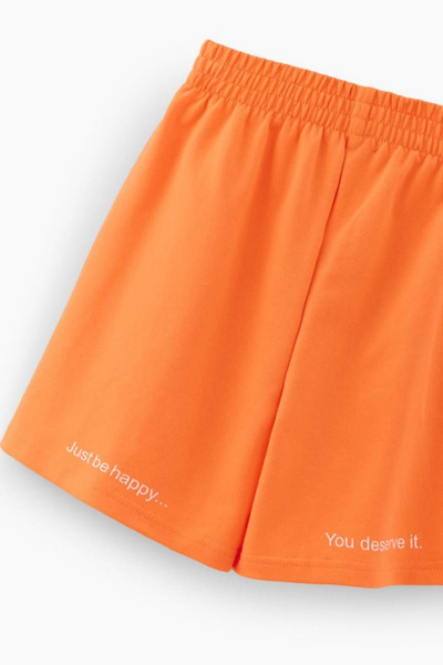 Яркие трикотажные шорты с трансфером для девочки Bell Bimbo 230120 абрикос - фото 4