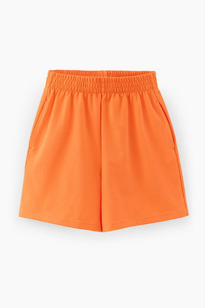 Яркие трикотажные шорты с трансфером для девочки Bell Bimbo 230120 абрикос - фото 2