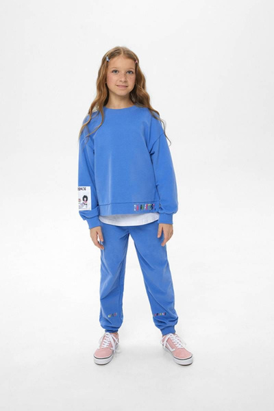 Спортивные джоггеры из футера с вышивкой Bell Bimbo 230125 т.голубой - фото 4