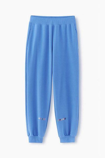 Спортивные джоггеры из футера с вышивкой Bell Bimbo 230125 т.голубой - фото 1