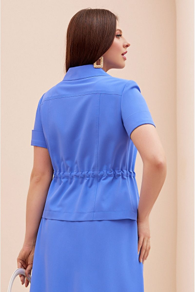 Синий летний костюм жакет и юбка с кулисой Lissana 4713 - фото 10
