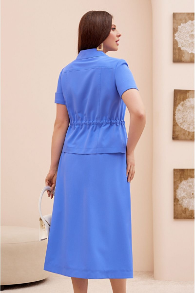 Синий летний костюм жакет и юбка с кулисой Lissana 4713 - фото 9