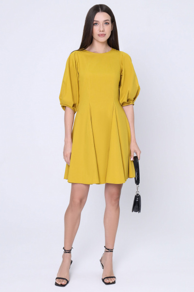 Платье из хлопка, летнее, мини, свободное, на each day Панда 139087w горчичный - фото 1