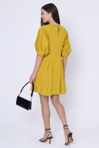 Платье из хлопка, летнее, мини, свободное, на each day Панда 139087w горчичный - фото 2