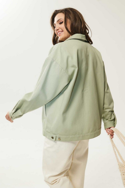 Джинсовый жакет со спущенными плечами из хлопка Mislana М210/1 оливка - фото 4