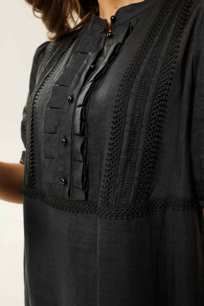 Летнее платье-шилиф с воланом, пуговицами и кружевом Mislana С941 черный - фото 7