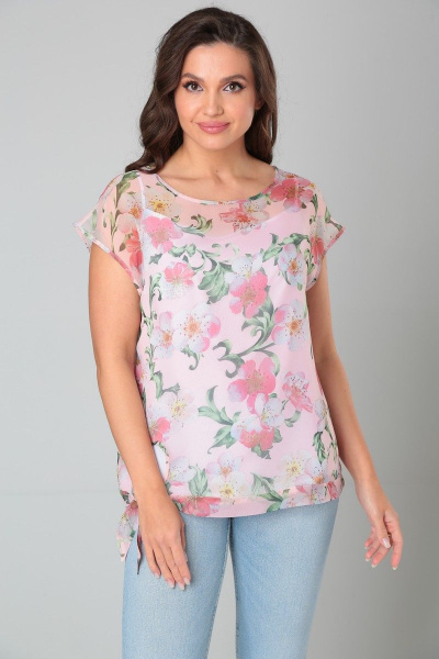 Блуза и топ из шифона и вискозы с поясом и рукавом ¾ Modema м.714/1 - фото 3