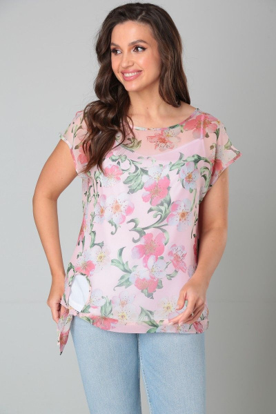 Блуза и топ из шифона и вискозы с поясом и рукавом ¾ Modema м.714/1 - фото 1