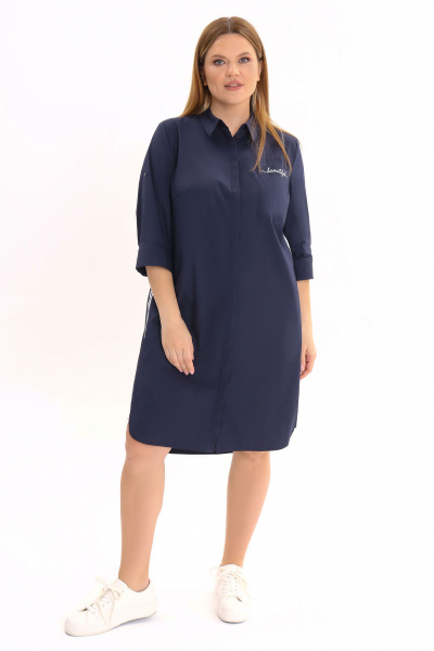 Платье рубашка, лето, из текстиля и хлопка, прямое Панда 46580z темно-синий - фото 1