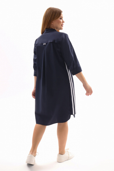 Платье рубашка, лето, из текстиля и хлопка, прямое Панда 46580z темно-синий - фото 2