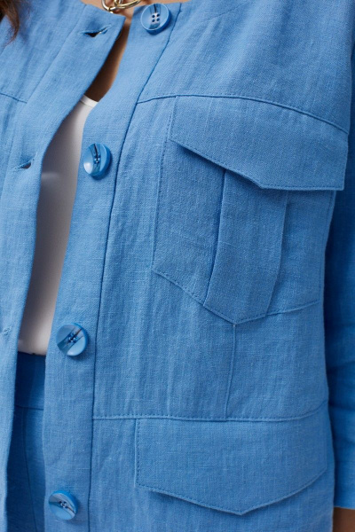 Леновый летний комплект: блуза без рукавов и прямые брюки MALI 723-020 голубой - фото 10