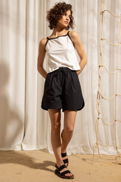 Белый топ с контрастными бретелями и окантовкой Nova Line 20735 молочный - фото 2