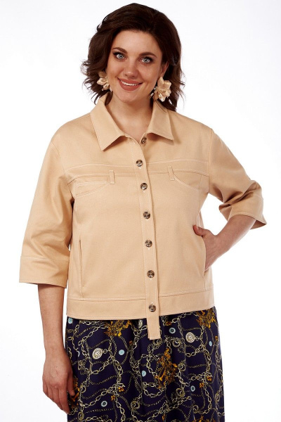 Летний жакет прямого силуэта из текстиля и хлопка Matini 4.1614-1 горчица - фото 9