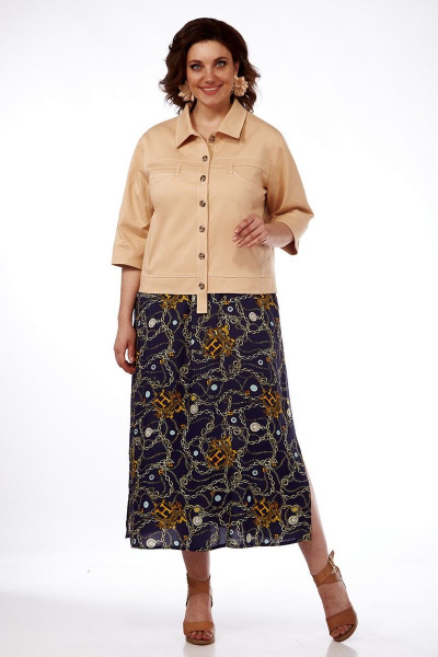 Летний жакет прямого силуэта из текстиля и хлопка Matini 4.1614-1 горчица - фото 8