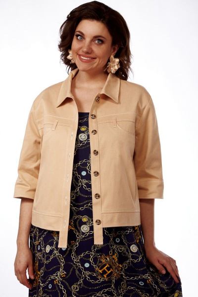 Летний жакет прямого силуэта из текстиля и хлопка Matini 4.1614-1 горчица - фото 3