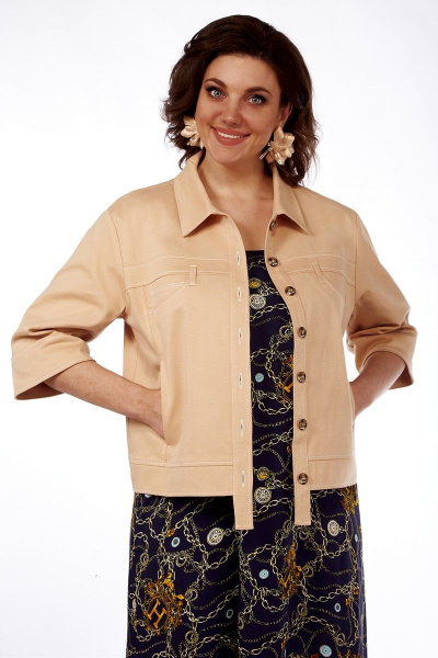 Летний жакет прямого силуэта из текстиля и хлопка Matini 4.1614-1 горчица - фото 1