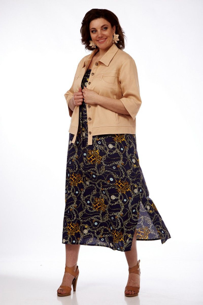 Летний жакет прямого силуэта из текстиля и хлопка Matini 4.1614-1 горчица - фото 7